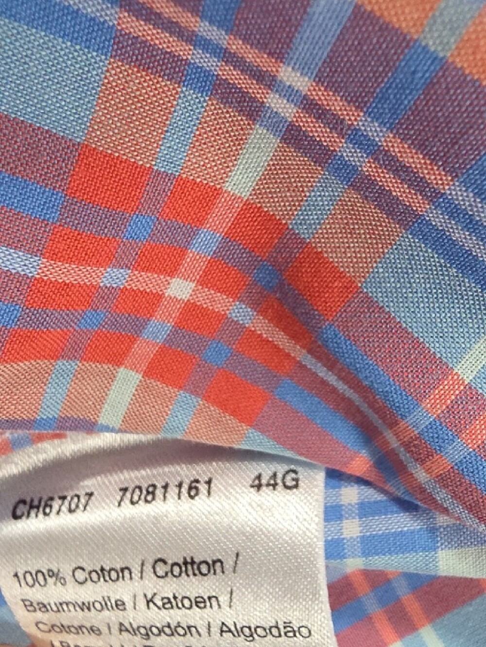 Lacoste Men’s Blue & Red Plaid Button-Down Shirt - Picture 6 of 6